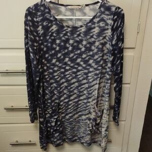 Soft Surroundings Tie Dye Blue Long Sleeve Relaxed Tunic